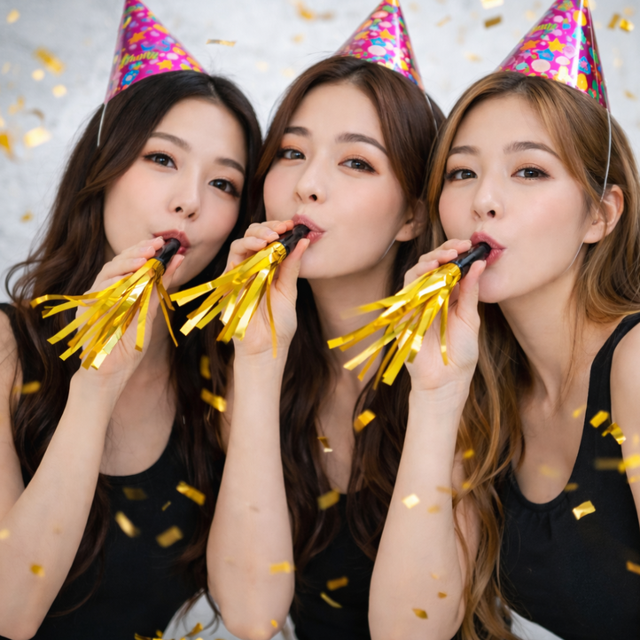 에폭슨 블링블링 코끼리피리 홈파티 소품 세트 생일파티 파자마파티 우정템 파티나팔, 10개, 골드