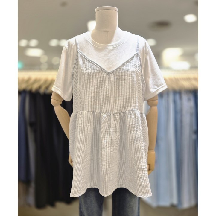 플라스틱아일랜드 스트라이프 뷔스티에 세트티셔츠 PR7XB3T0