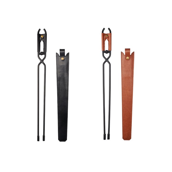캠핑 바베큐 장작집게 화목난로 숯 집게 가죽커버, SWS블랙