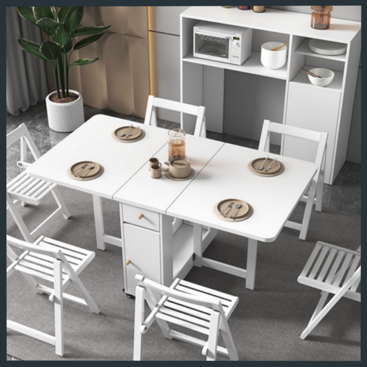 에어가구 이동식 확장형 식탁 접이식 아일랜드 식탁 세트 6인용 폴딩 주방 수납 확장