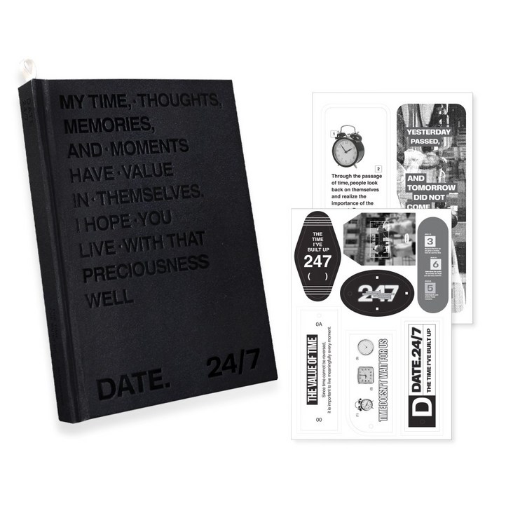 워너디스 24  7 데이즈 다이어리 일기장 업무용 회사 다이어리 플래너, 블랙
