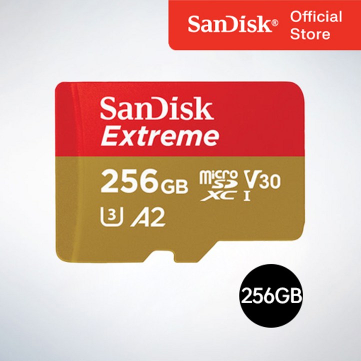 샌디스크코리아 공식인증정품  마이크로 SD카드 SDXC Extreme 익스트림 QXAV 256GB