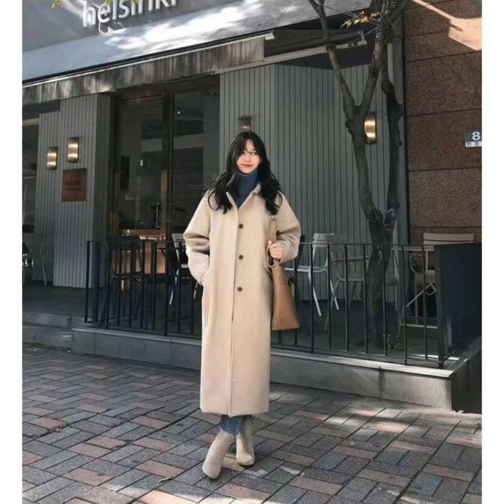 SKELLEN 여성 기질 심플 가을 겨울 하프 코트 SKELLEN 여성 기질 심플 가을 겨울 하프 코트