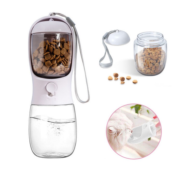 ZOZOFO 반려동물 휴대용 사료 급수기 2in1 물병급식기 강아지 고양이 산책 간식 사료병 캡슐물병