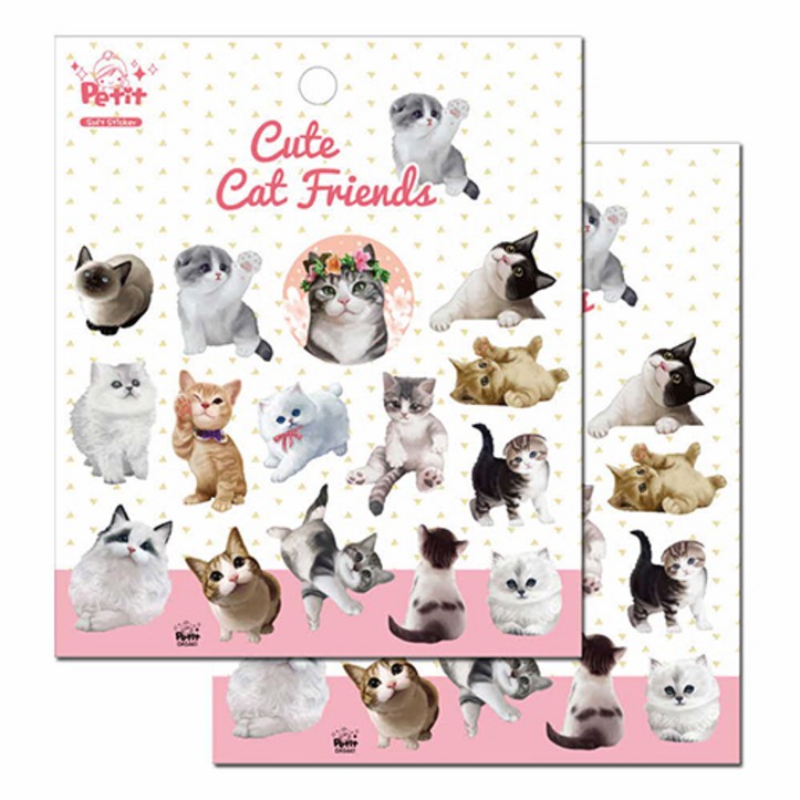 쁘띠팬시 DA5441 Cute Cat Friends 스티커 - 쇼핑뉴스