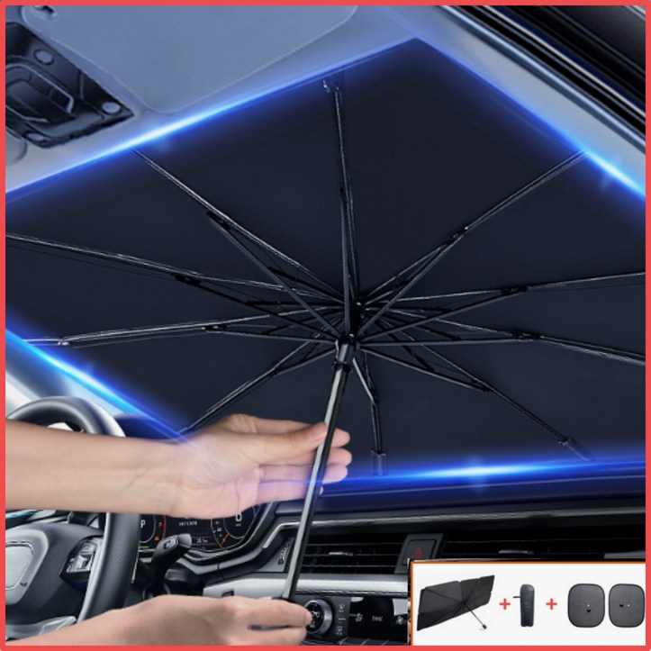 고급형 티타늄썬브렐라 썬블렐라 차량용 햇빛가리개 햇빛 가림막 커튼 자외선차단 우산 차박 대형, 블랙, 1개