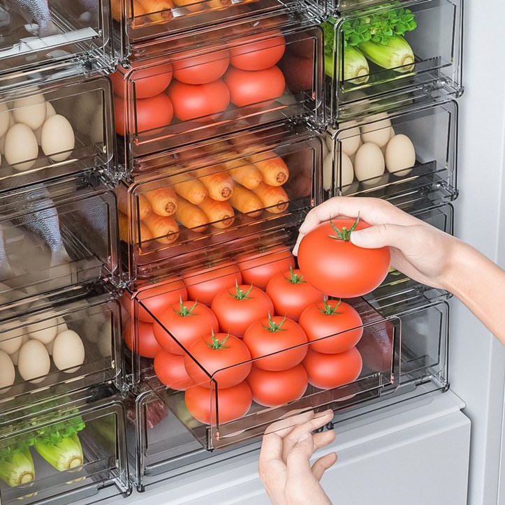 JENMV 냉장고 수납 용기 서랍형 냉장고 정리트레이 냉장실 냉동실 정리 트레이 투명 냉장고 보관함 PET 냉동실 정리용기 냉장고 수납걸이 정리함 투명용기 냉장고정리용기, 2개 6481272537