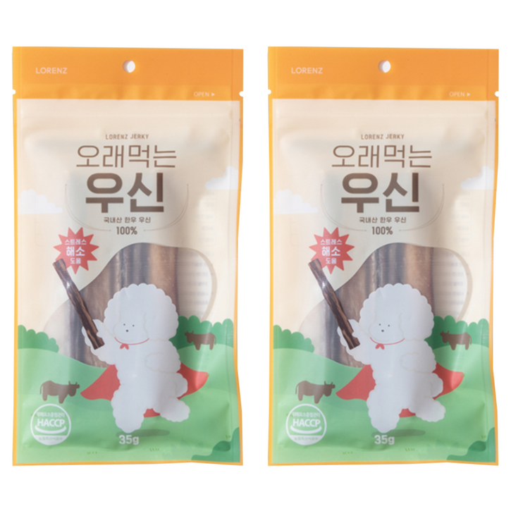 로렌츠 강아지 오래먹는 우신 건조간식 5p, 한우 우신, 35g, 2개