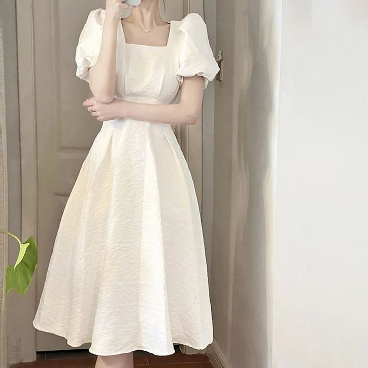 엘쏘 더블 레이어드 안감 슬리브 A라인 드레스 원피스