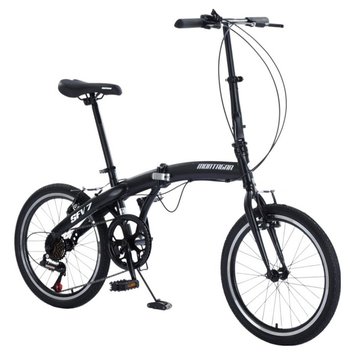 몬타그나 7단 접이식 미니벨로 자전거 SFV7, 블랙, 1개, 153cm