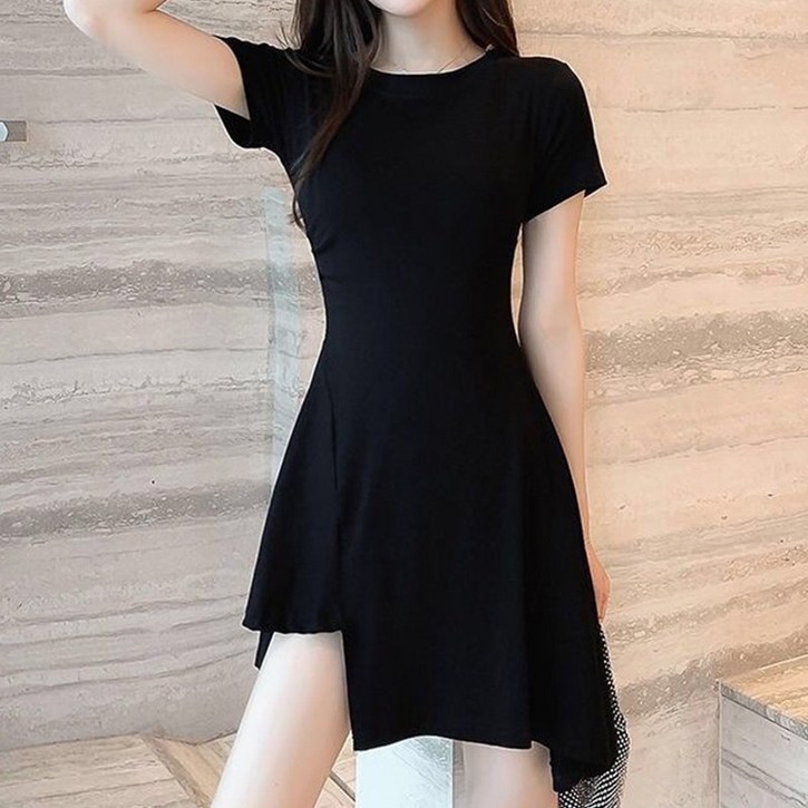 아이엠몽 여성용 벨리브 언발란스 슬림 미니 원피스