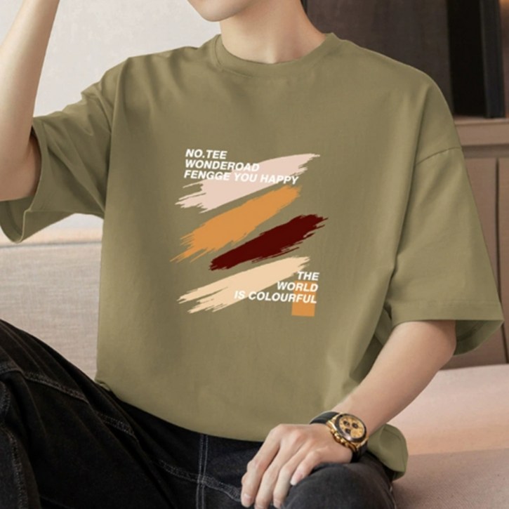 제이티엘 남성용 컬러풀 페인팅 라운드넥 반팔 티셔츠 제이티엘 남성용 컬러풀 페인팅 라운드넥 반팔 티셔츠
