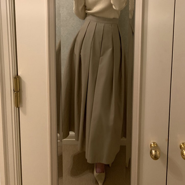 페이퍼먼츠 핀턱 와이즐 플리츠 롱 스커트 11475
