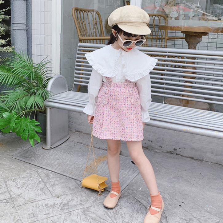 미소파파 여아용 아츄 빅카라 블라우스  트위드 원피스 세트