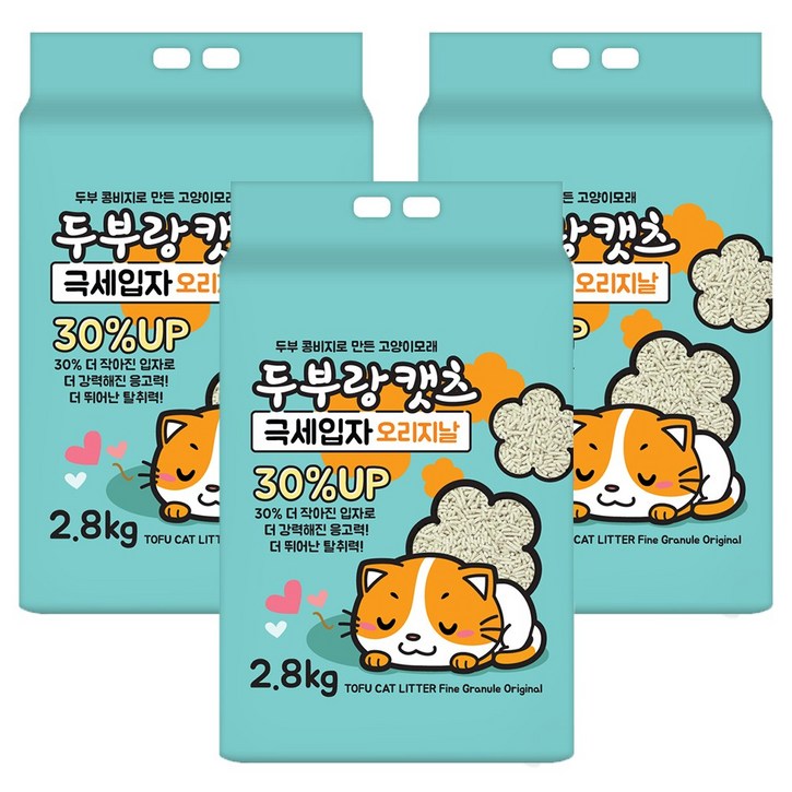 무료배송 [오뎅꼬치1p증정] 두부랑캣츠 극세입자(1.5mm) 오리지널 2.8kg X 3개 두부모래(473766) - 쇼핑뉴스