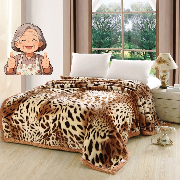 YOPENCE 양면 두꺼운 밍크이불 옛날 밍크담요 할머니담요 레오파드담요 호랑이이불