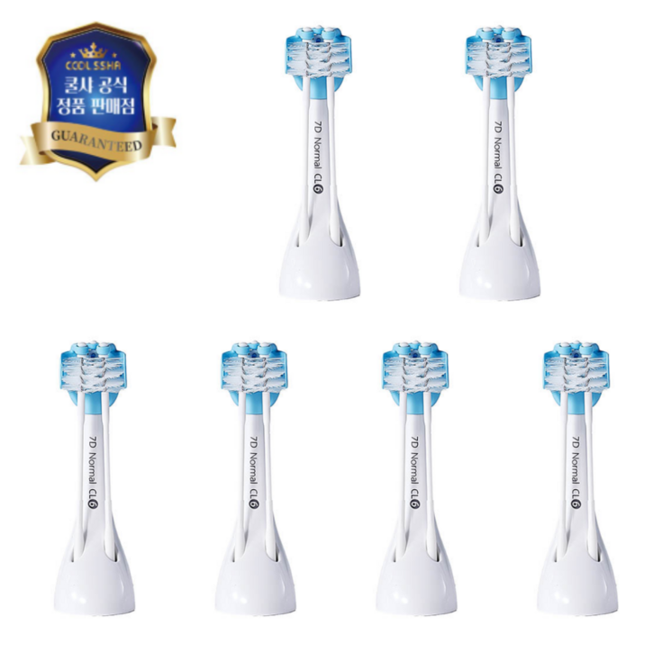 전동칫솔 쿨샤 리필모 6개입(7D 고급형 성인용), 강한모, 화이트, 6개