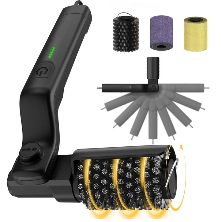 전동 그릴 청소 브러쉬 2in1 360도 회전 청소, 1개, 블랙