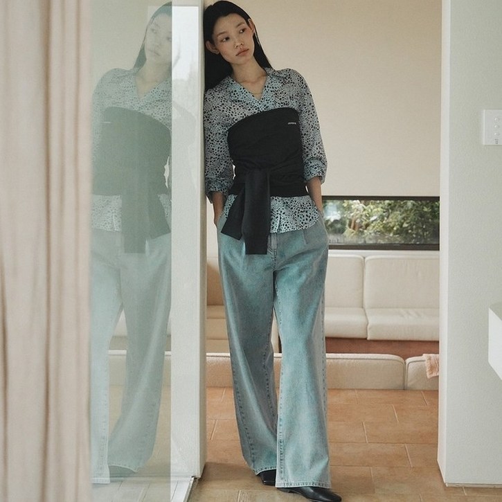 주크 정상가 2 쥬크 원턱 와이드 데님 팬츠 Z253PSA403 732353