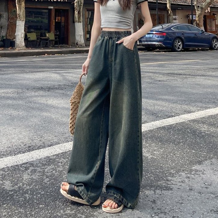 여성 밴딩팬츠 와이드 통 청바지 빅사이즈 토보샵