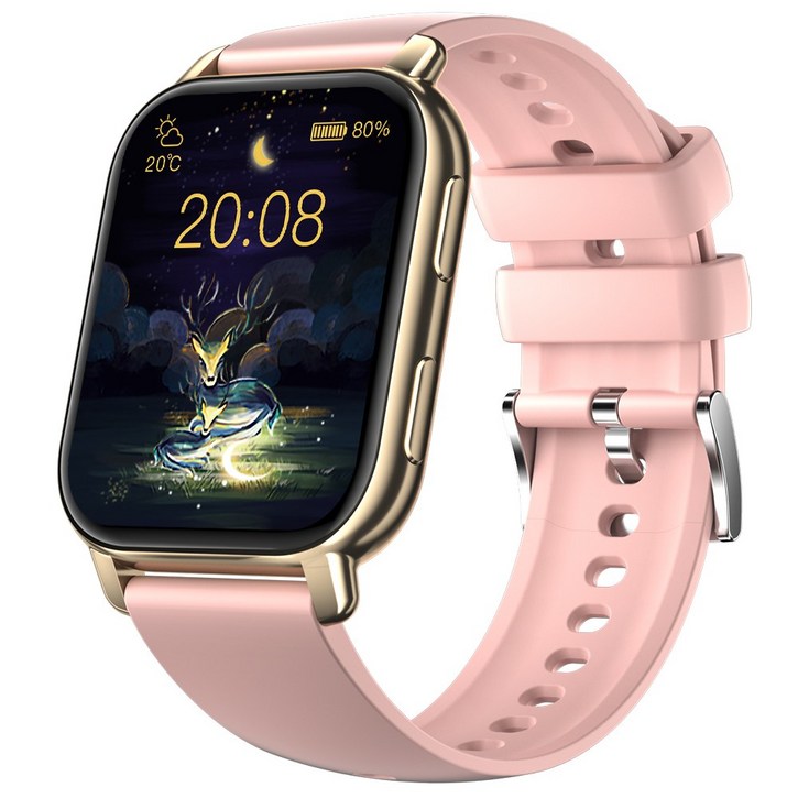 와피크 블루투스 웨어러블 통화가능 1.85인치 대화면 스마트워치 P5S 한글판, 골드, 4.7cm, GPS  블루투스