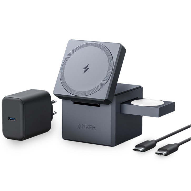 앤커 3in1 맥세이프 충전 큐브, 그레이, 1개