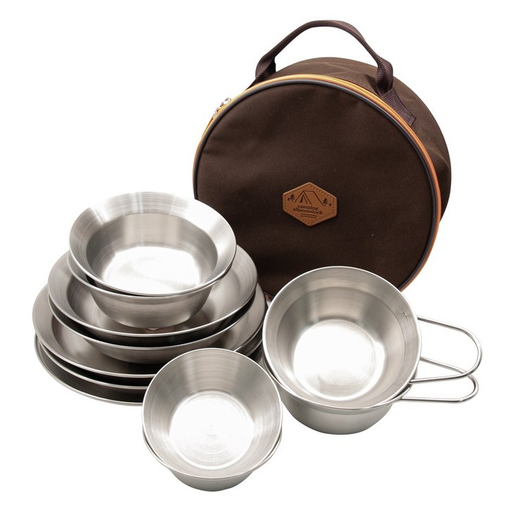 국산 캠핑 식기세트 무광 스텐 그릇 메쉬가방 포함, 단품