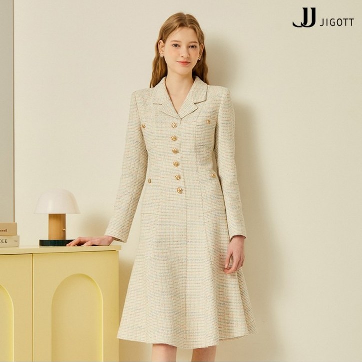 JJ지고트 메탈 믹스 머메이드 원피스 여성원피스  트위드원피스