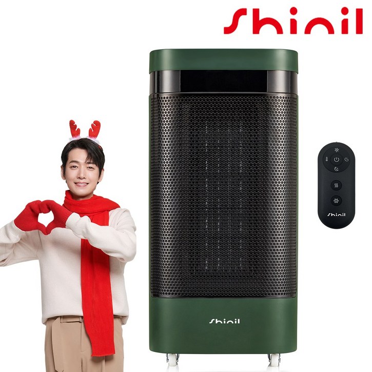 <BEST> 무료배송 당일출고 신일 이동식 초강력 3000W PTC 전기 온풍기 전용 리모컨 3초 즉각발열 전기히터 색상 옵션선택, 딥그린