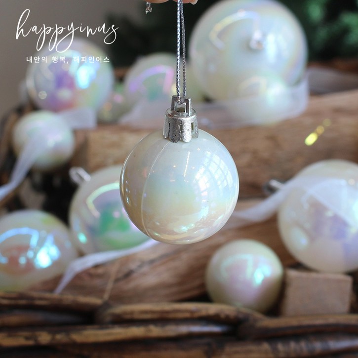[해피인어스] 오로라 비눗방울 3컬러 6p세트 크리스마스 트리 장식 오너먼트