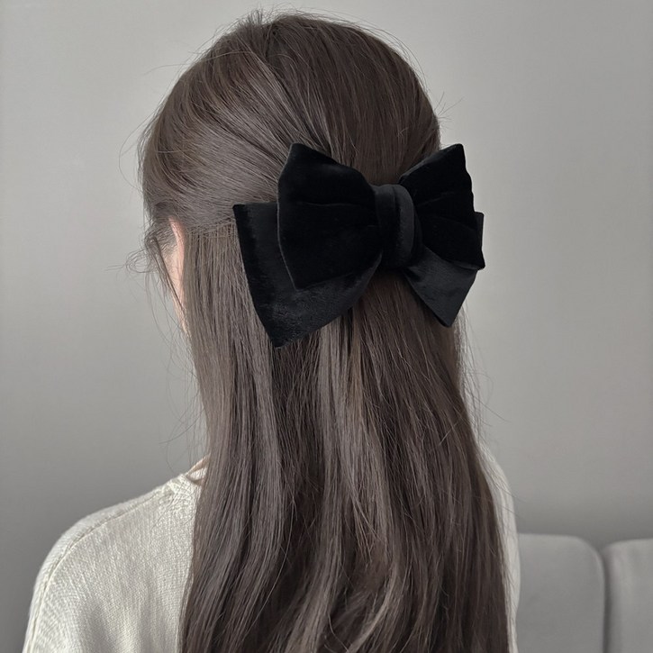 벨벳 리본핀 (당일/무배) 블랙 밸벳리본 자동핀 7종 왕리본핀 하객룩 연말모임 여돌 제니 장원영