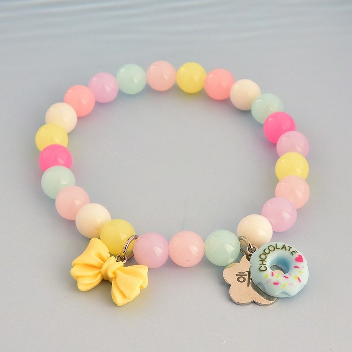 강아지 고양이 목걸이 파스텔 비즈 인식표 네임텍, 1개, 파스텔