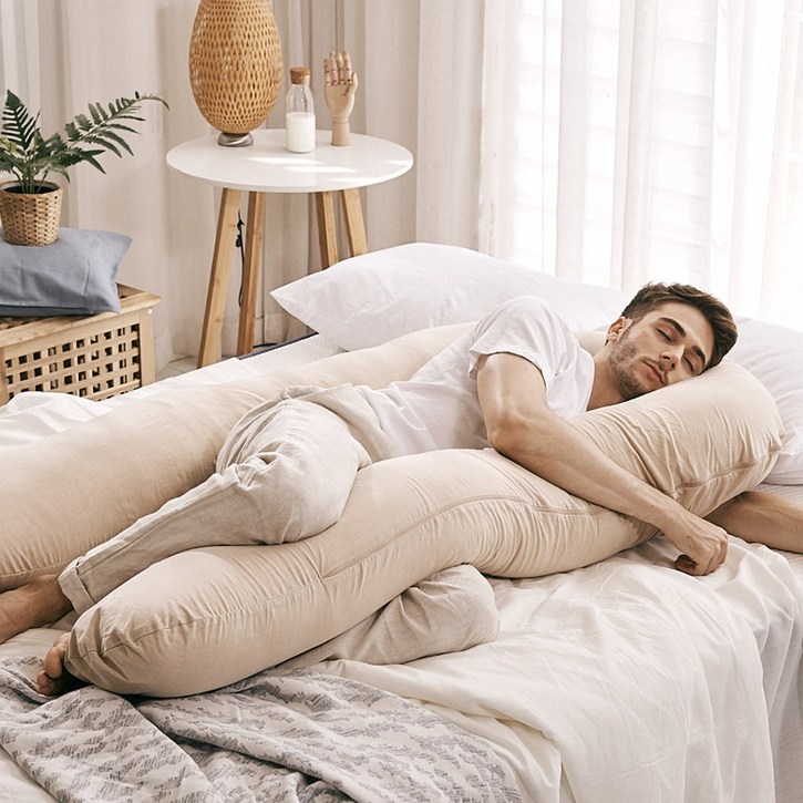 베드메이트유 바디필로우 피그먼트 점보 U자 대형 전신베개, 라이트그레이