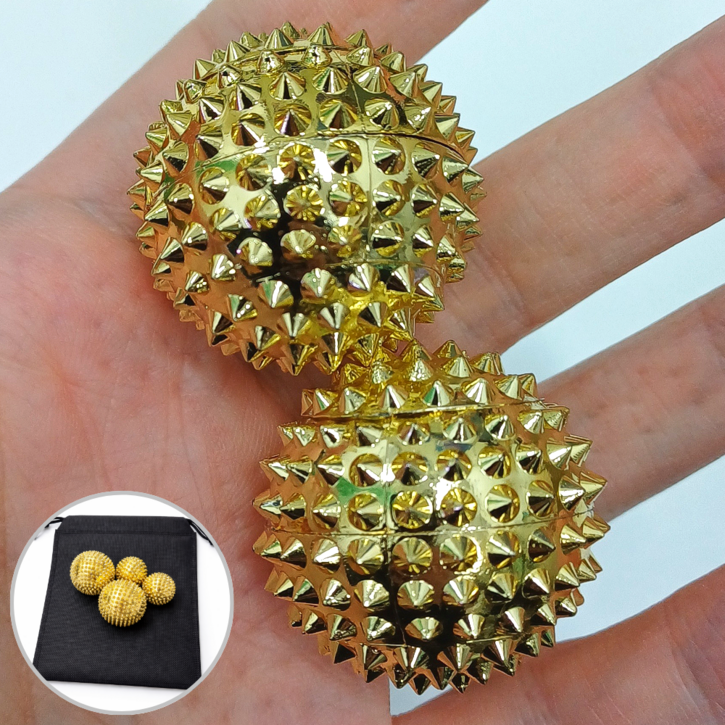 골든볼 자성 혈침구 자석 지압볼 마사지기, 골드, 4개