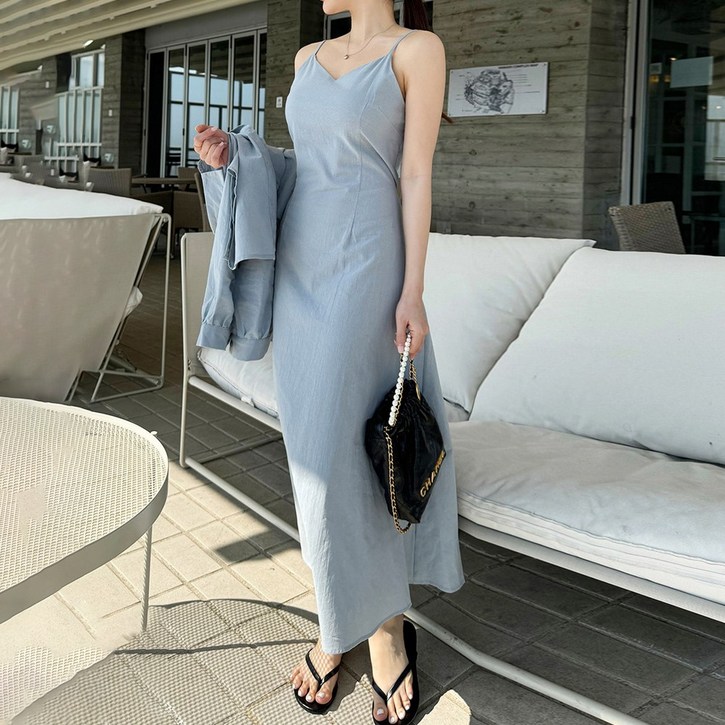 아름모먼트 여성 바캉스 르보 린넨 A라인 핀턱 셔츠 세트