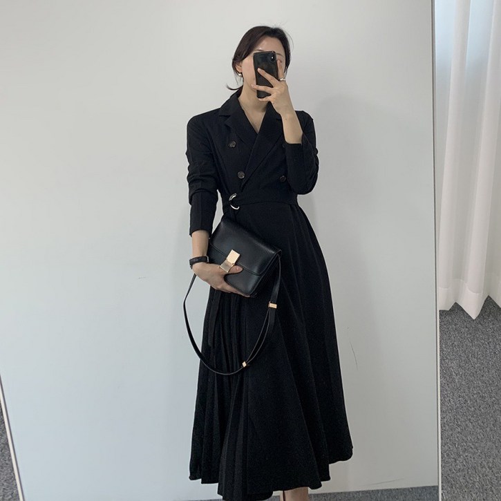 봄가을 여성 로로희 슬림 오피스룩 결혼식 부케순이 원피스 A라인 최화정 손정완 정장 롱 하객원피스 A33