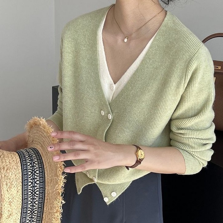 팬더유 더블버튼 긴팔 가디건