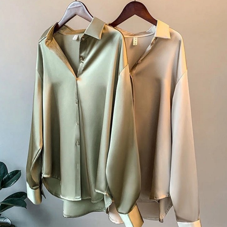 루크 시그니처 새틴 블라우스