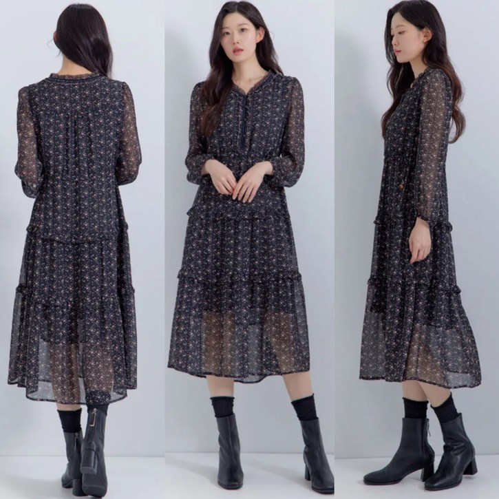 [지센] 여성 보헤미안 플로럴 쉬폰원피스 LCOPP821