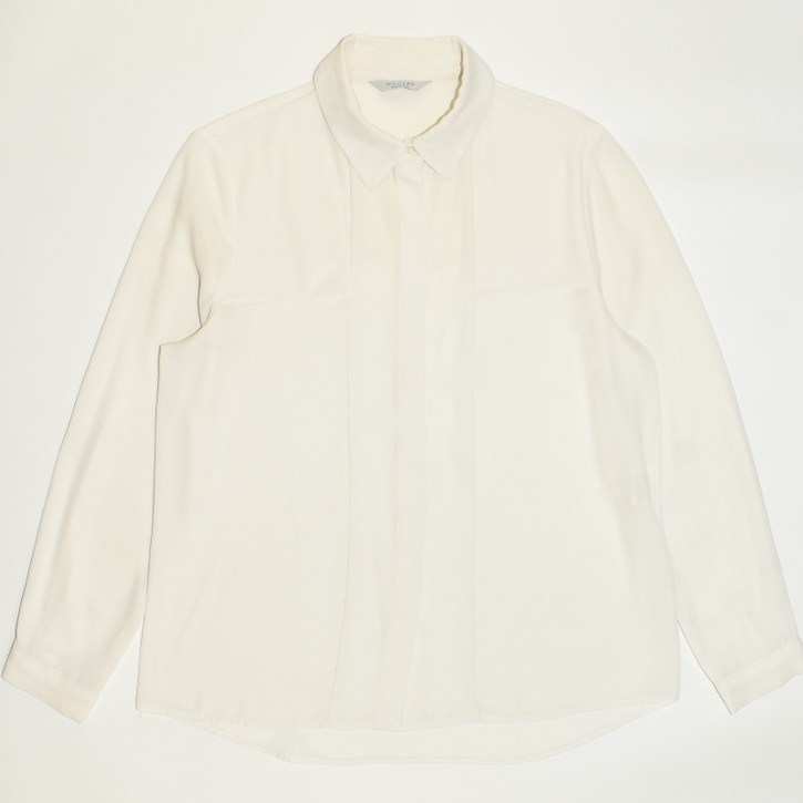 매그제이 화이트 솔리드 쉬폰 긴팔 블라우스 F 여성 WTL2753 자바구제창고