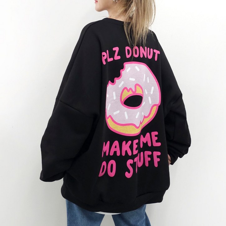 [4XL, 3COLOR] 슈가도넛 빅 맨투맨 (기모ver.) 55~99까지 빅사이즈 오버사이즈 남여공용 기모 겨울 홈웨어 박스맨투맨