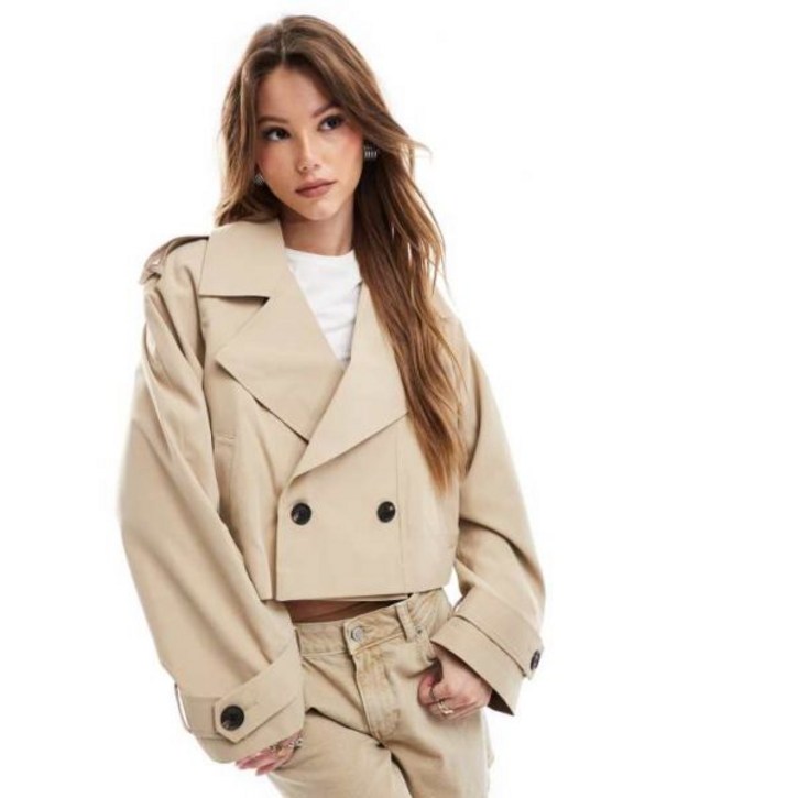 ASOS DESIGN 스톤 크롭 트렌치코트