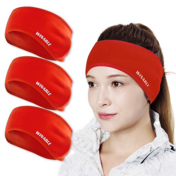 3set 윈어블 밴드형 귀마개 스포츠 밴딩형 귀마개 러닝 라이딩 야외작업, 밴딩형 귀마개 레드, 3개