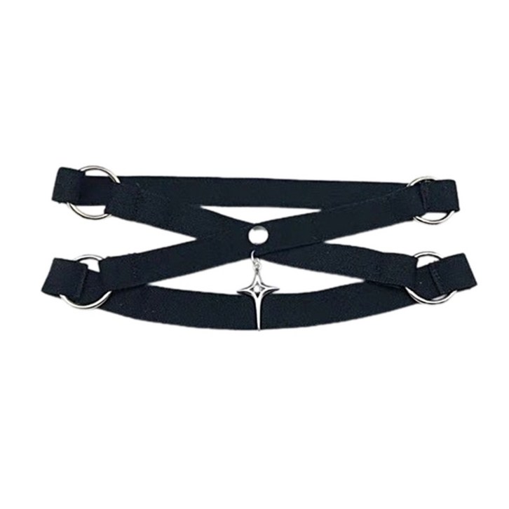 고딕 펑크 허벅지 가터 벨트 탄성 다리 스트랩 여성을위한 스타 펜던트