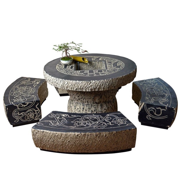 세컨하우스 돌테이블 야외 테이블 의자 세트 정원 돌