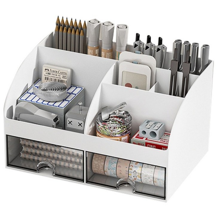 연필꽂이 서랍식 데스크 수납함 21.1 x 14.2 x 12 cm