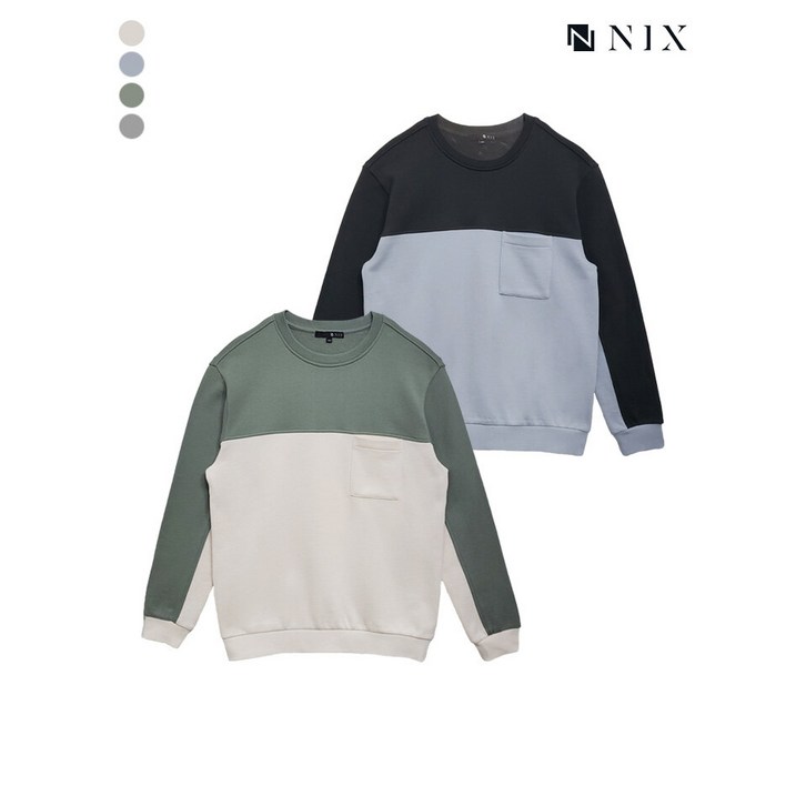 닉스 NIX 남 컬러 블록 워싱 맨투맨FNQSCTM153P