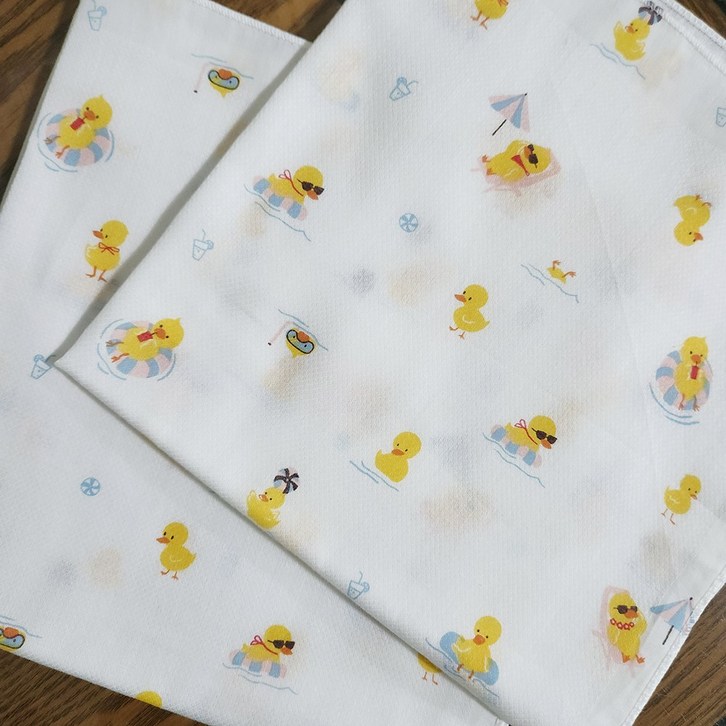 국산 순면 무형광 빅사이즈 45x45cm 가제 엠보면 나염 손수건 5장