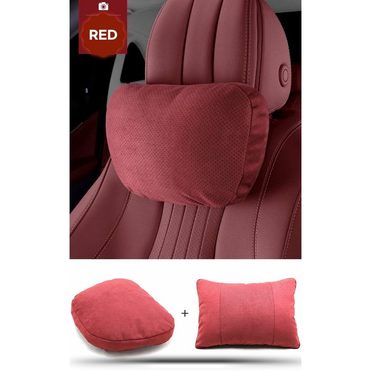 에이제이콰이어트 차량용 정품 오리지널 스웨이드 고품질 통기성 쿠션 방석 세트 AJQ-30618002, RED, 4세트