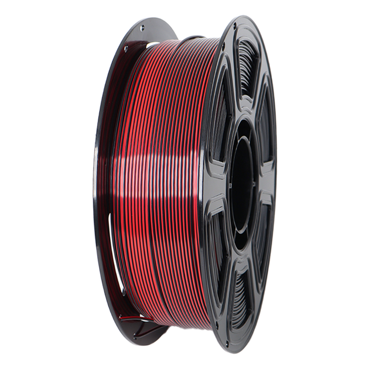 실크 PLA 3D 프린터 필라멘트 1.75mm 듀얼컬러 1KG 광택 다색 변환 3D 프린터 필라멘트 고정밀도 대부분 FDM 3D프린터 호환, 블랙레드